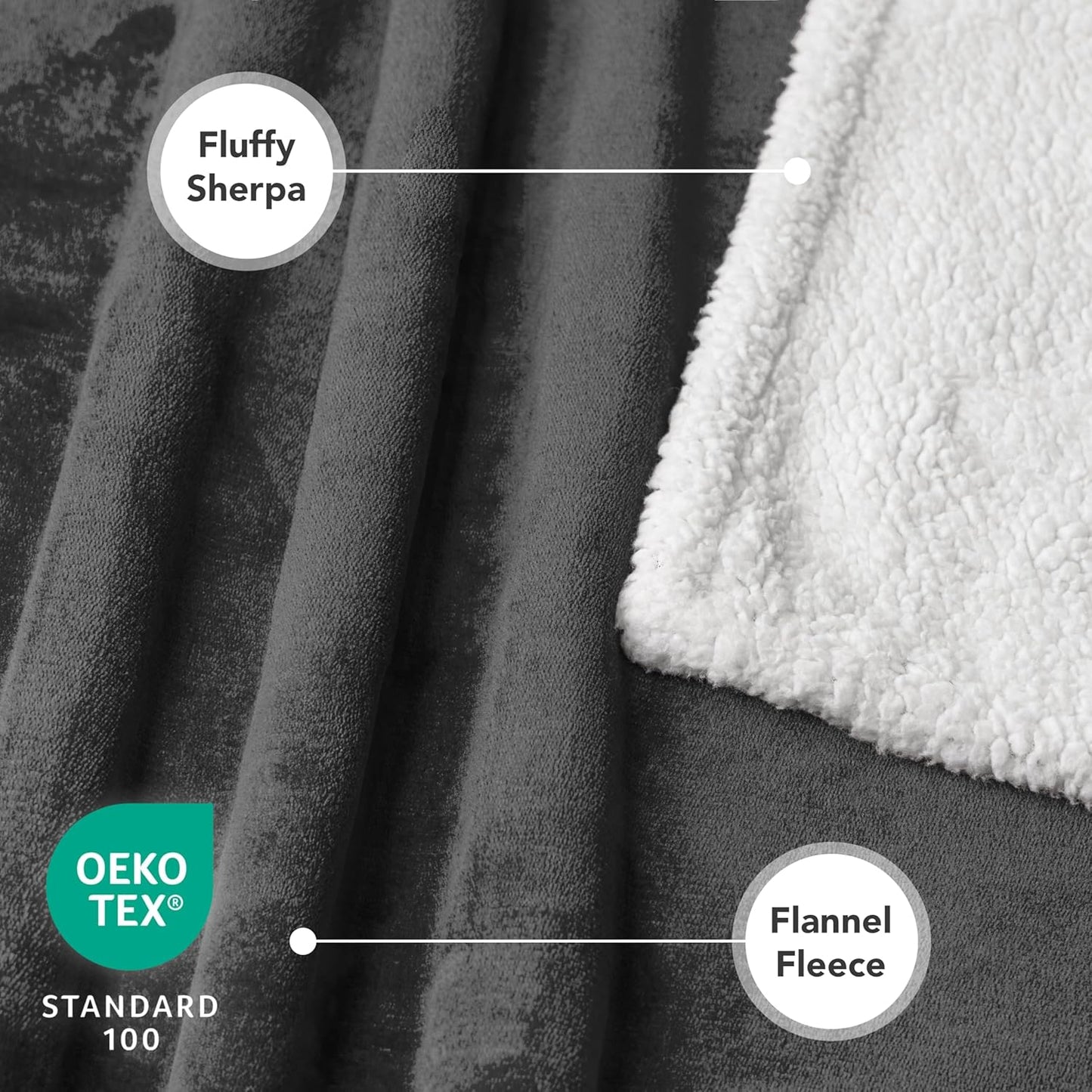 Dog Blanket for Bed, XL Pet Blanket Large Dogs, Fleece Furniture Couch Cover Protector Sofa Car Crate Kennel, Soft Sherpa Cat Throw Plush Reversible Washable, Twin 60X80 Dark Gray