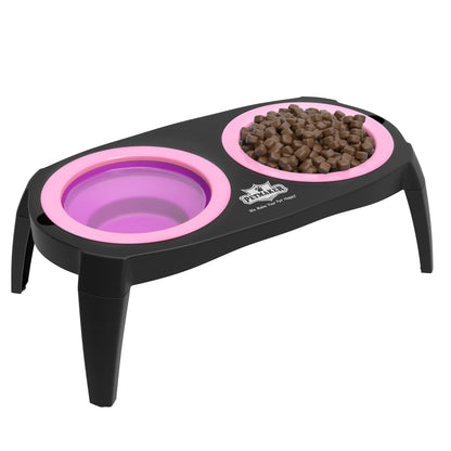 Elevated Pet Food Bowls with Non - Slip Collapsible Stand (Pink) - pet needs726084506848Elevated Pet Food Bowls with Non - Slip Collapsible Stand (Pink)pet needs