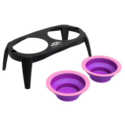 Elevated Pet Food Bowls with Non - Slip Collapsible Stand (Pink) - pet needs726084506848Elevated Pet Food Bowls with Non - Slip Collapsible Stand (Pink)pet needs