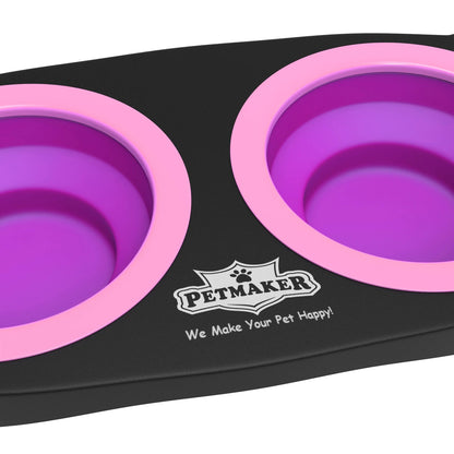 Elevated Pet Food Bowls with Non - Slip Collapsible Stand (Pink) - pet needs726084506848Elevated Pet Food Bowls with Non - Slip Collapsible Stand (Pink)pet needs