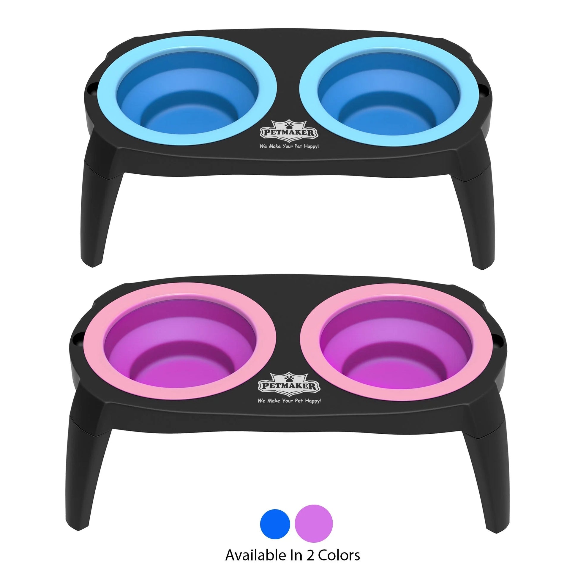 Elevated Pet Food Bowls with Non - Slip Collapsible Stand (Pink) - pet needs726084506848Elevated Pet Food Bowls with Non - Slip Collapsible Stand (Pink)pet needs