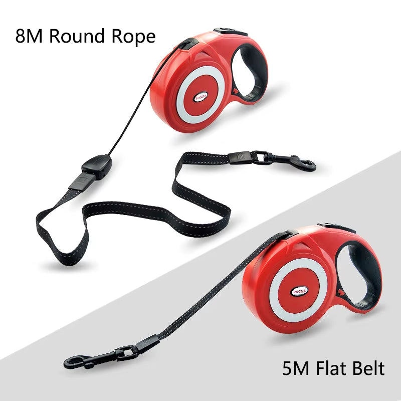 8M 40KG Retractable Big Dog Leash Reflective Nylon Walking Dog Leashes Rope Durable Pet Dog Walking Leads for Medium Large Dogs