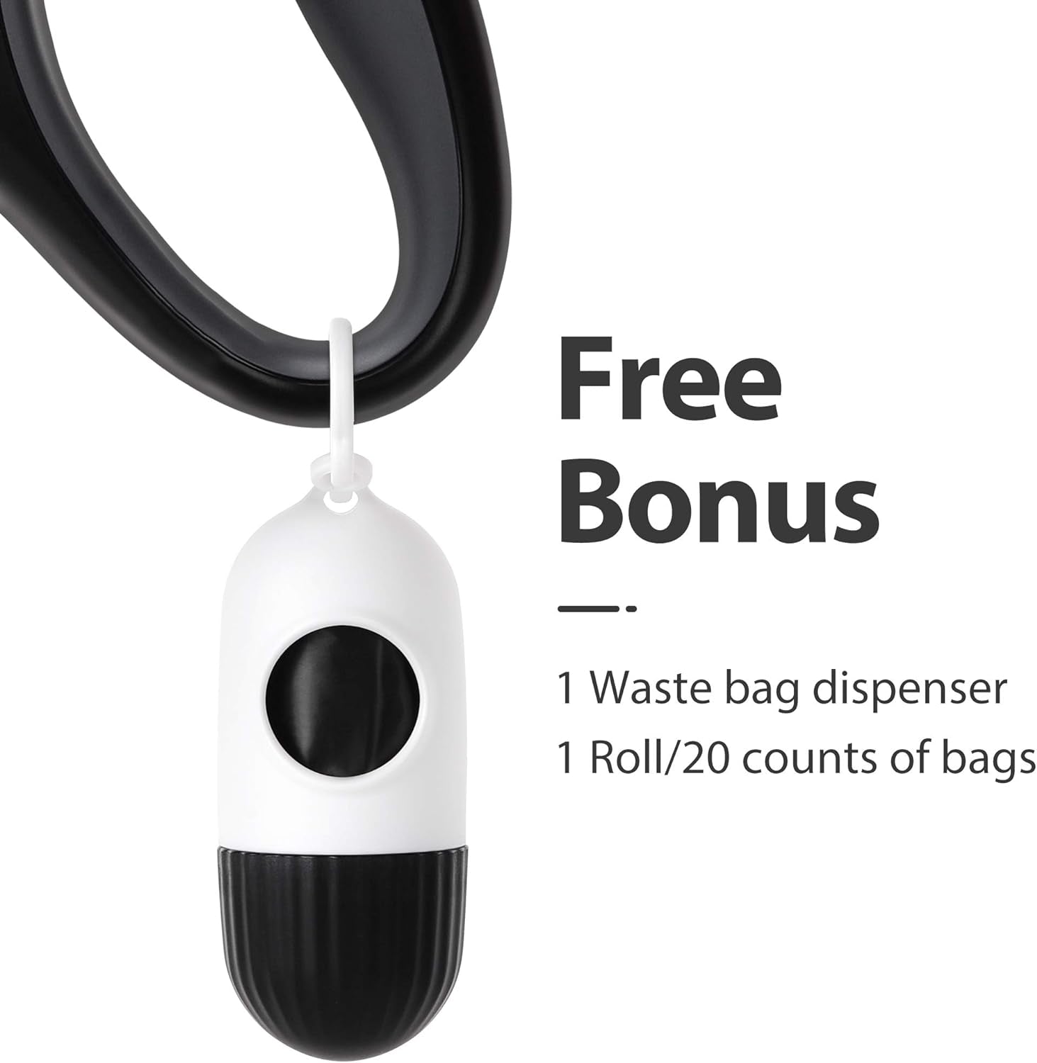 Retractable Dog Leash with Dispenser and Poop Bags, 16 Ft Pet Walking Leash for Medium Dog or Cat up to 44 Lbs, Anti-Slip Handle, Tangle-Free, Reflective Nylon Tape (M, Black)