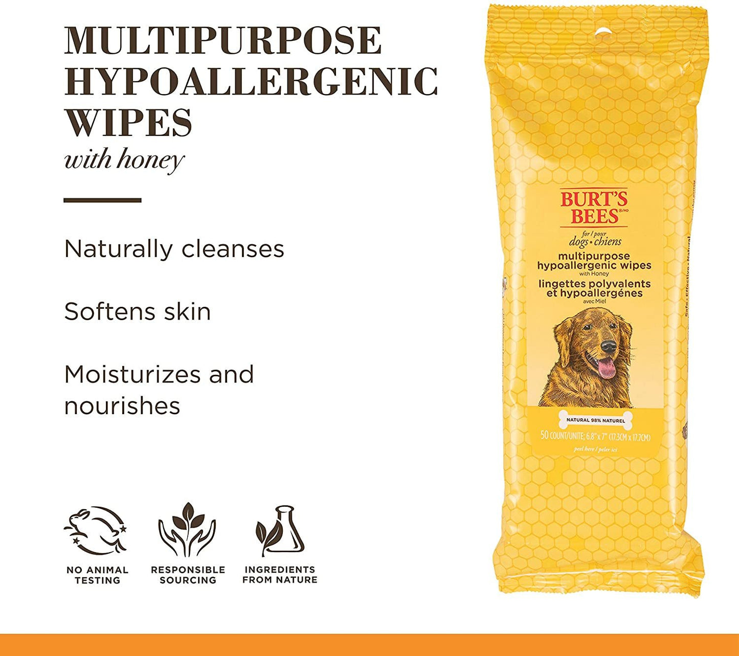 for Pets Multipurpose Dog Wipes with with Honey, 98% Natural Origin Formulas, Hypoallergenic Dog Wipes Cleaning, Dog Cleaning Wipes, Dog Wipes for Paws and Butt, 50Ct - pet needs313052440480for Pets Multipurpose Dog Wipes with with Honey, 98% Natural Origin Formulas, Hypoallergenic Dog Wipes Cleaning, Dog Cleaning Wipes, Dog Wipes for Paws and Butt, 50Ctpet needs