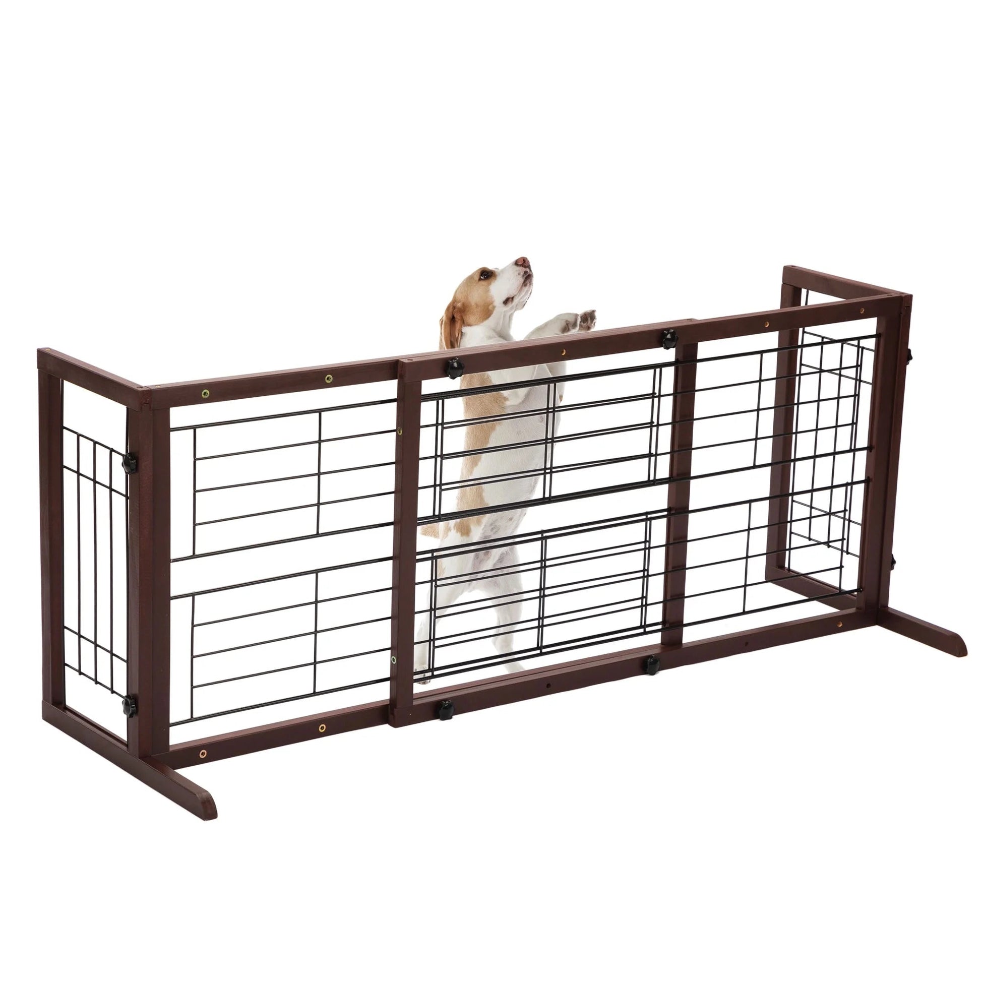 Freestanding Wood Pet Gate, 38" - 71" Sturdy Solid Wood Dog Gate for the House, Doorway, Stairs, Pet Puppy Safety Fence, Brown - pet needs7445007959945Freestanding Wood Pet Gate, 38" - 71" Sturdy Solid Wood Dog Gate for the House, Doorway, Stairs, Pet Puppy Safety Fence, BrownBrownpet needs