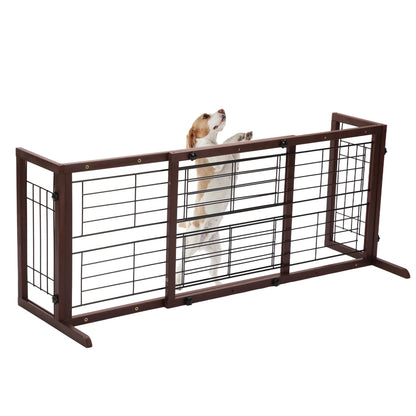 Freestanding Wood Pet Gate, 38" - 71" Sturdy Solid Wood Dog Gate for the House, Doorway, Stairs, Pet Puppy Safety Fence, Brown - pet needs7445007959945Freestanding Wood Pet Gate, 38" - 71" Sturdy Solid Wood Dog Gate for the House, Doorway, Stairs, Pet Puppy Safety Fence, BrownBrownpet needs