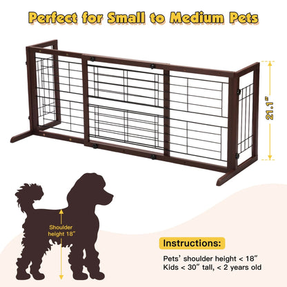 Freestanding Wood Pet Gate, 38" - 71" Sturdy Solid Wood Dog Gate for the House, Doorway, Stairs, Pet Puppy Safety Fence, Brown - pet needs7445007959945Freestanding Wood Pet Gate, 38" - 71" Sturdy Solid Wood Dog Gate for the House, Doorway, Stairs, Pet Puppy Safety Fence, BrownBrownpet needs