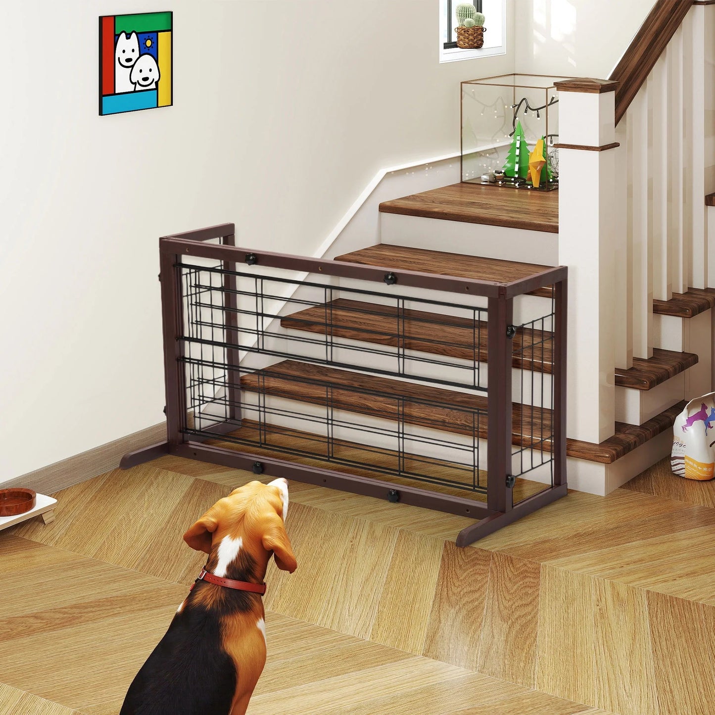 Freestanding Wood Pet Gate, 38" - 71" Sturdy Solid Wood Dog Gate for the House, Doorway, Stairs, Pet Puppy Safety Fence, Brown - pet needs7445007959945Freestanding Wood Pet Gate, 38" - 71" Sturdy Solid Wood Dog Gate for the House, Doorway, Stairs, Pet Puppy Safety Fence, BrownBrownpet needs
