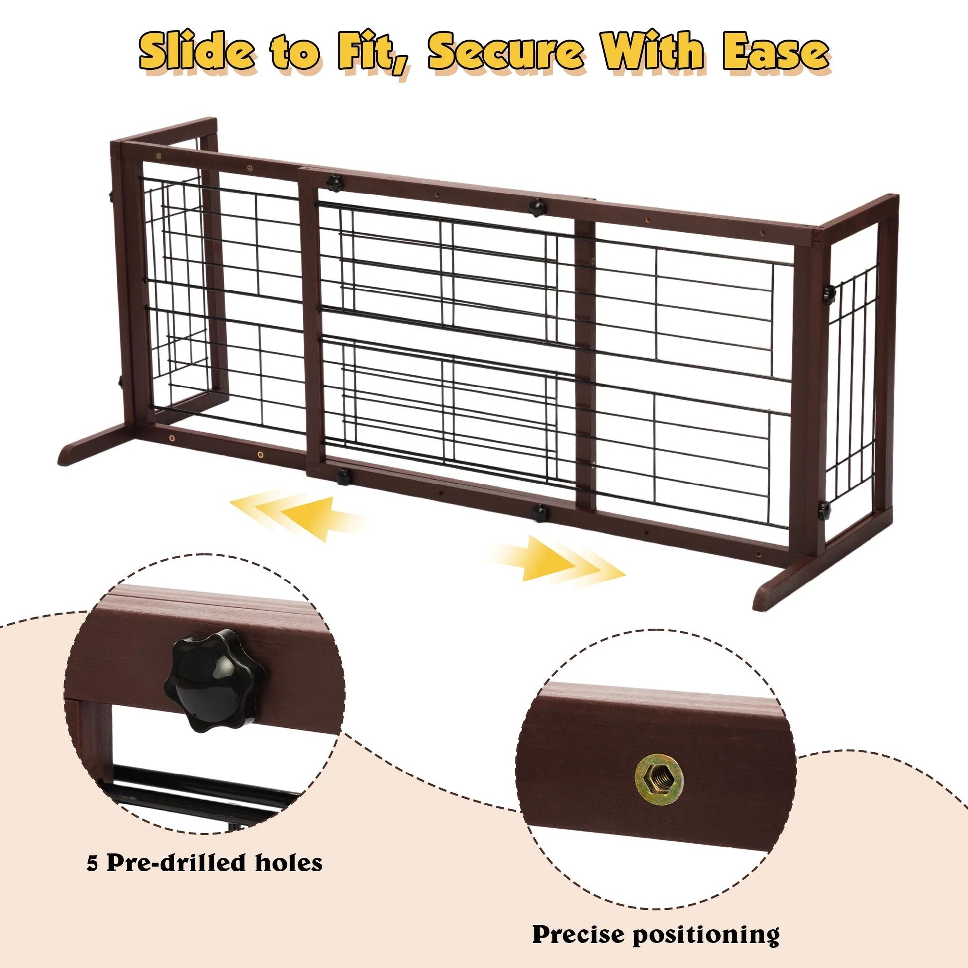 Freestanding Wood Pet Gate, 38" - 71" Sturdy Solid Wood Dog Gate for the House, Doorway, Stairs, Pet Puppy Safety Fence, Brown - pet needs7445007959945Freestanding Wood Pet Gate, 38" - 71" Sturdy Solid Wood Dog Gate for the House, Doorway, Stairs, Pet Puppy Safety Fence, BrownBrownpet needs