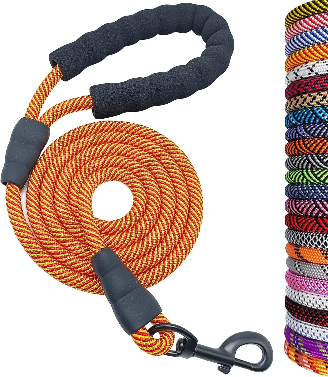 Heavy Duty Rope Dog Leash, 6 FT Nylon Pet Leash, Soft Padded Handle Thick Lead Leashes for Large Medium Dogs (Orange, 1/2" X 6Ft) - pet needs744759933874Heavy Duty Rope Dog Leash, 6 FT Nylon Pet Leash, Soft Padded Handle Thick Lead Leashes for Large Medium Dogs (Orange, 1/2" X 6Ft)Orange1/2" * 6'1/2" * 6'pet needs