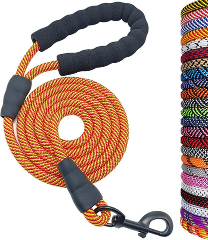 Heavy Duty Rope Dog Leash, 6 FT Nylon Pet Leash, Soft Padded Handle Thick Lead Leashes for Large Medium Dogs (Orange, 1/2" X 6Ft) - pet needs744759933874Heavy Duty Rope Dog Leash, 6 FT Nylon Pet Leash, Soft Padded Handle Thick Lead Leashes for Large Medium Dogs (Orange, 1/2" X 6Ft)Orange1/2" * 6'1/2" * 6'pet needs