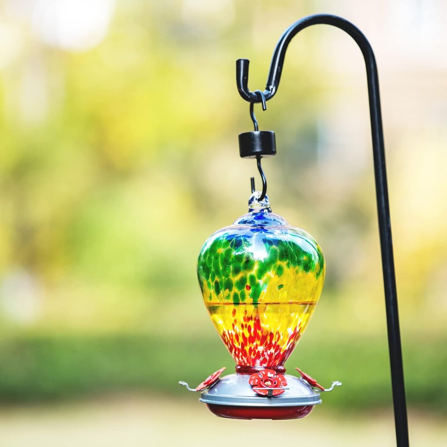 Hummingbird Feeders, 34OZ Hand Blown Glass Hummingbird Feeder for Outdoors Hanging with Ant Moathooks, Perfect for Gardening Yard Patio Decor Gifts (Rainbow) - pet needs313111055037Hummingbird Feeders, 34OZ Hand Blown Glass Hummingbird Feeder for Outdoors Hanging with Ant Moathooks, Perfect for Gardening Yard Patio Decor Gifts (Rainbow)Rainbowpet needs