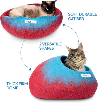 Large Cat Cave Bed | Maroon & Aqua | Cute and Cozy Cat Cave Handcrafted Merino Wool | Hideaway for Indoor Cats | Warming Nest for Kitty | Washable Wool Fabric - Gift for Pets - pet needs7445031065070Large Cat Cave Bed | Maroon & Aqua | Cute and Cozy Cat Cave Handcrafted Merino Wool | Hideaway for Indoor Cats | Warming Nest for Kitty | Washable Wool Fabric - Gift for Petspet needs