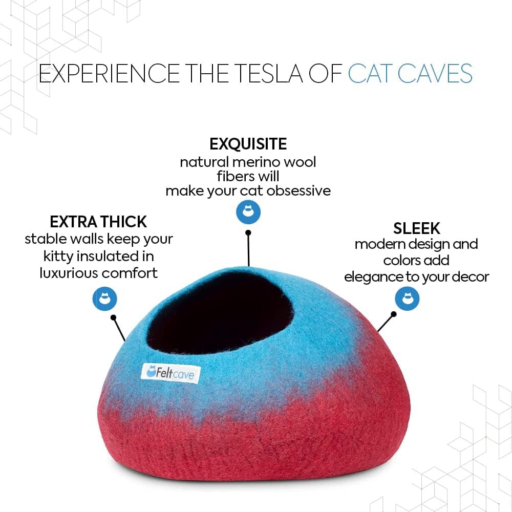 Large Cat Cave Bed | Maroon & Aqua | Cute and Cozy Cat Cave Handcrafted Merino Wool | Hideaway for Indoor Cats | Warming Nest for Kitty | Washable Wool Fabric - Gift for Pets - pet needs7445031065070Large Cat Cave Bed | Maroon & Aqua | Cute and Cozy Cat Cave Handcrafted Merino Wool | Hideaway for Indoor Cats | Warming Nest for Kitty | Washable Wool Fabric - Gift for Petspet needs