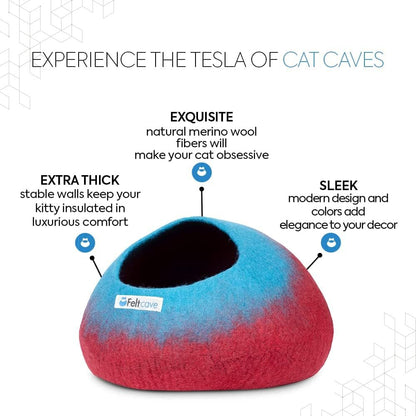 Large Cat Cave Bed | Maroon & Aqua | Cute and Cozy Cat Cave Handcrafted Merino Wool | Hideaway for Indoor Cats | Warming Nest for Kitty | Washable Wool Fabric - Gift for Pets - pet needs7445031065070Large Cat Cave Bed | Maroon & Aqua | Cute and Cozy Cat Cave Handcrafted Merino Wool | Hideaway for Indoor Cats | Warming Nest for Kitty | Washable Wool Fabric - Gift for Petspet needs