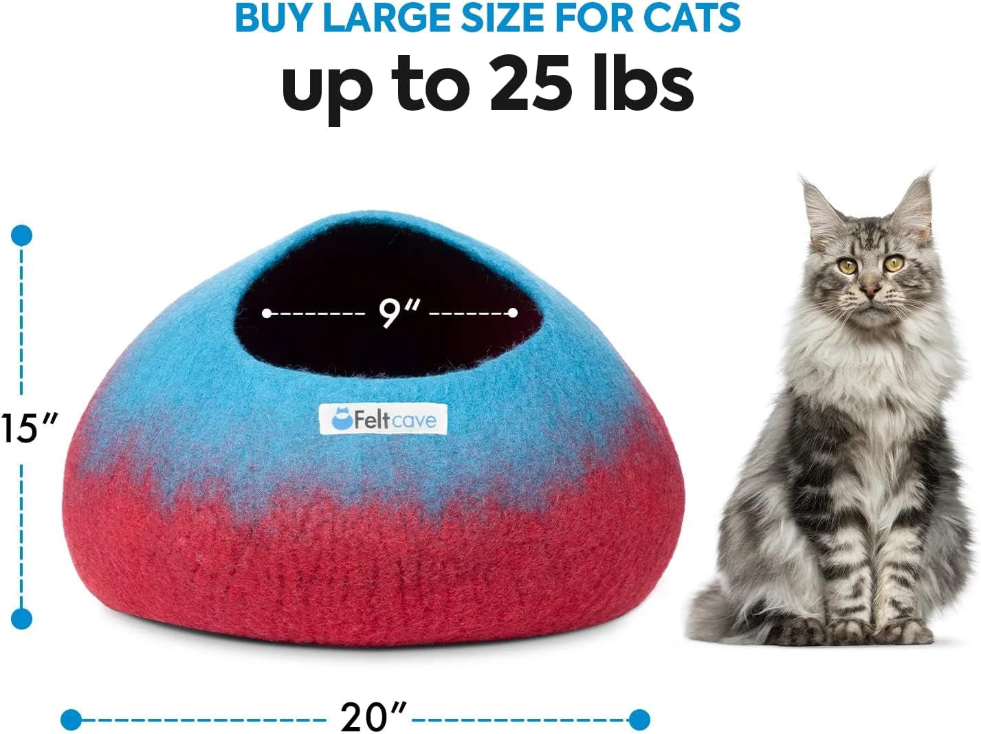 Large Cat Cave Bed | Maroon & Aqua | Cute and Cozy Cat Cave Handcrafted Merino Wool | Hideaway for Indoor Cats | Warming Nest for Kitty | Washable Wool Fabric - Gift for Pets - pet needs7445031065070Large Cat Cave Bed | Maroon & Aqua | Cute and Cozy Cat Cave Handcrafted Merino Wool | Hideaway for Indoor Cats | Warming Nest for Kitty | Washable Wool Fabric - Gift for Petspet needs