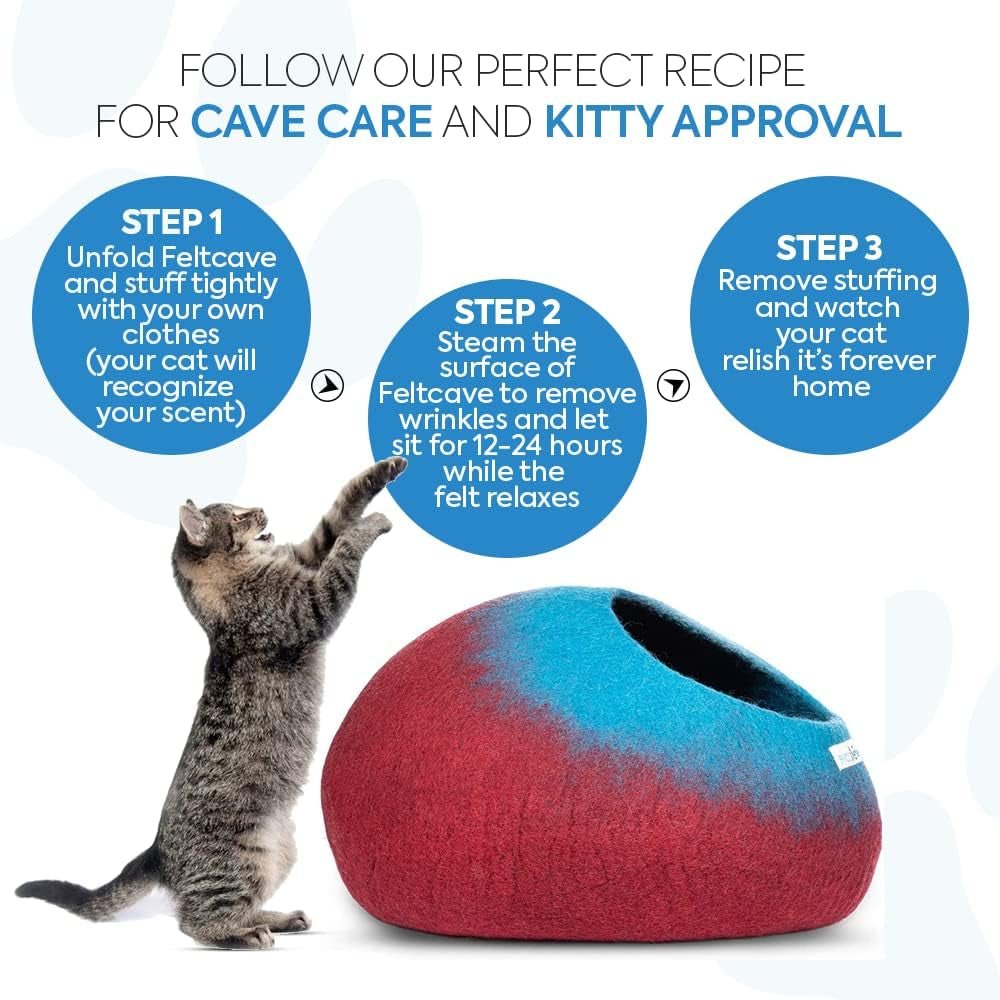 Large Cat Cave Bed | Maroon & Aqua | Cute and Cozy Cat Cave Handcrafted Merino Wool | Hideaway for Indoor Cats | Warming Nest for Kitty | Washable Wool Fabric - Gift for Pets - pet needs7445031065070Large Cat Cave Bed | Maroon & Aqua | Cute and Cozy Cat Cave Handcrafted Merino Wool | Hideaway for Indoor Cats | Warming Nest for Kitty | Washable Wool Fabric - Gift for Petspet needs