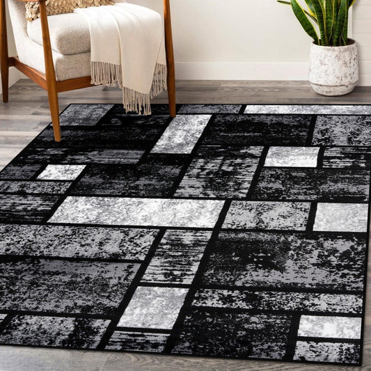 Luxe Weavers Geometric Squares Gray 6X9 Modern Abstract Area Rug - pet needs7445019593502Luxe Weavers Geometric Squares Gray 6X9 Modern Abstract Area Rugpet needs