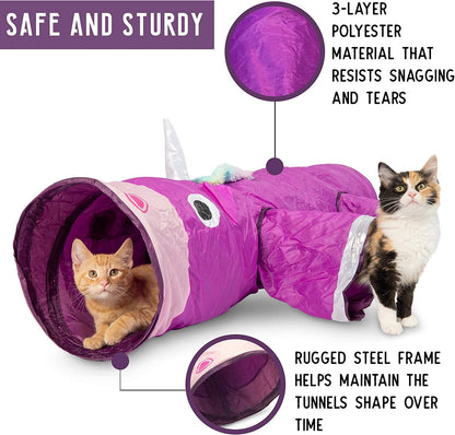 Magic Mewnicorn Multi Cat Tunnel Boredom Relief Toys with Crinkle Feather String for Dogs, Cats, Rabbits, Kittens and Guinea Pigs for Hiding Hunting and Resting - pet needs7445003037050Magic Mewnicorn Multi Cat Tunnel Boredom Relief Toys with Crinkle Feather String for Dogs, Cats, Rabbits, Kittens and Guinea Pigs for Hiding Hunting and RestingMagic Mewnicornpet needs