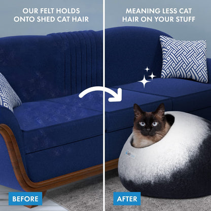 Medium Cat Cave Bed | Black & White | Cute and Cozy Cat Cave Handcrafted Merino Wool | Hideaway for Indoor Cats | Warming Nest for Kitty | Washable Wool Fabric - Gift for Pets - pet needs726084634749Medium Cat Cave Bed | Black & White | Cute and Cozy Cat Cave Handcrafted Merino Wool | Hideaway for Indoor Cats | Warming Nest for Kitty | Washable Wool Fabric - Gift for Petspet needs