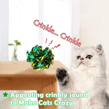 Mylar Crinkle Balls Cat Toys Interactive Crinkle Cat Toy Balls Independent Pet Kitten Cat Toys for Fat Cats Kittens Exercise, Soft and Right Size (6 Pack) - pet needs7445043381366Mylar Crinkle Balls Cat Toys Interactive Crinkle Cat Toy Balls Independent Pet Kitten Cat Toys for Fat Cats Kittens Exercise, Soft and Right Size (6 Pack)6 Packpet needs