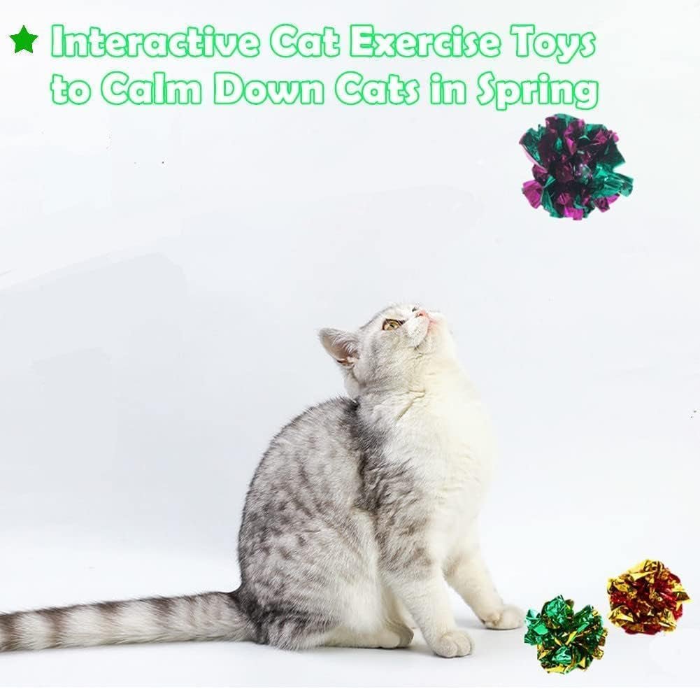 Mylar Crinkle Balls Cat Toys Interactive Crinkle Cat Toy Balls Independent Pet Kitten Cat Toys for Fat Cats Kittens Exercise, Soft and Right Size (6 Pack) - pet needs7445043381366Mylar Crinkle Balls Cat Toys Interactive Crinkle Cat Toy Balls Independent Pet Kitten Cat Toys for Fat Cats Kittens Exercise, Soft and Right Size (6 Pack)6 Packpet needs