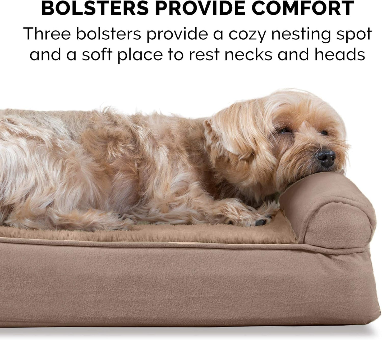 Orthopedic Dog Bed for Large Dogs W/ Removable Bolsters & Washable Cover, for Dogs up to 95 Lbs - Plush & Suede Sofa - Almondine, Jumbo/Xl - pet needs313105435456Orthopedic Dog Bed for Large Dogs W/ Removable Bolsters & Washable Cover, for Dogs up to 95 Lbs - Plush & Suede Sofa - Almondine, Jumbo/XlAlmondine40.0"L X 32.0"W X 8.0"Th40.0"L X 32.0"W X 8.0"Thpet needs