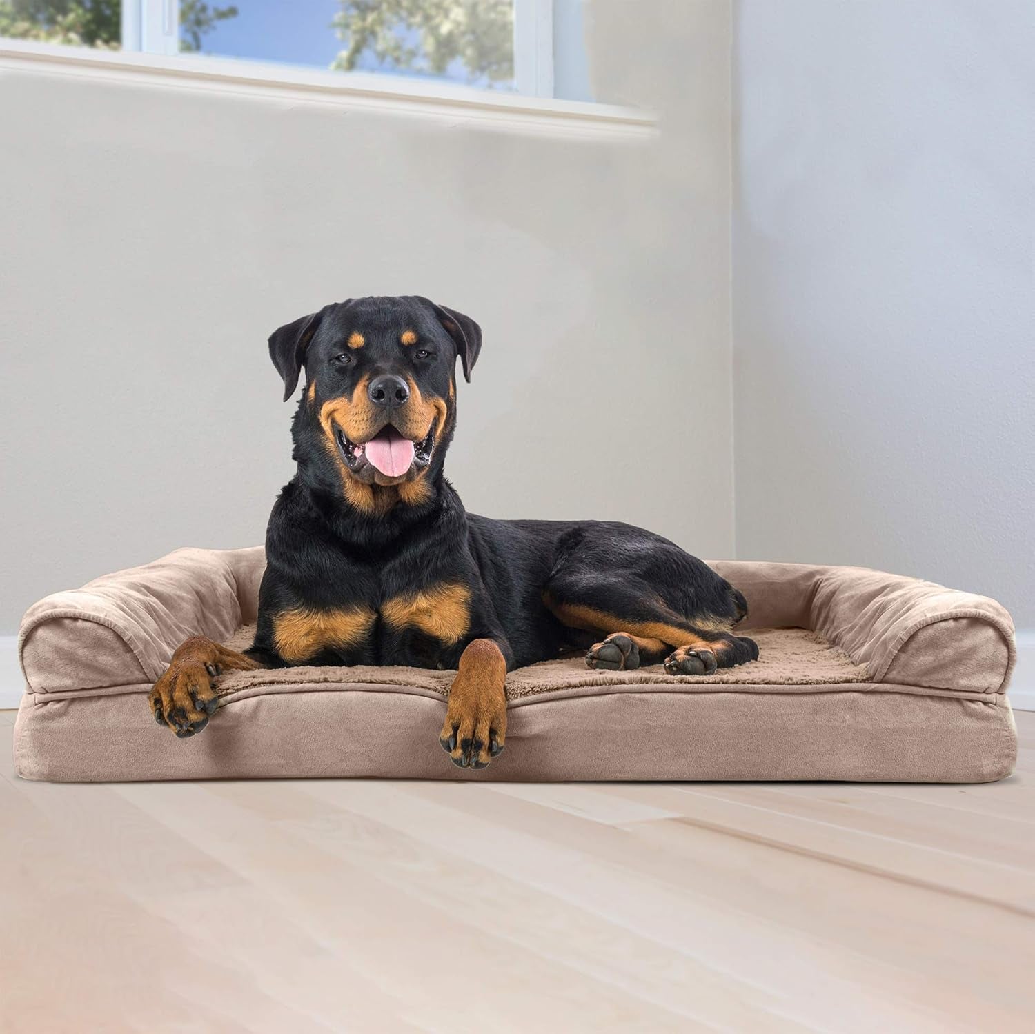 Orthopedic Dog Bed for Large Dogs W/ Removable Bolsters & Washable Cover, for Dogs up to 95 Lbs - Plush & Suede Sofa - Almondine, Jumbo/Xl - pet needs313105435456Orthopedic Dog Bed for Large Dogs W/ Removable Bolsters & Washable Cover, for Dogs up to 95 Lbs - Plush & Suede Sofa - Almondine, Jumbo/XlAlmondine40.0"L X 32.0"W X 8.0"Th40.0"L X 32.0"W X 8.0"Thpet needs