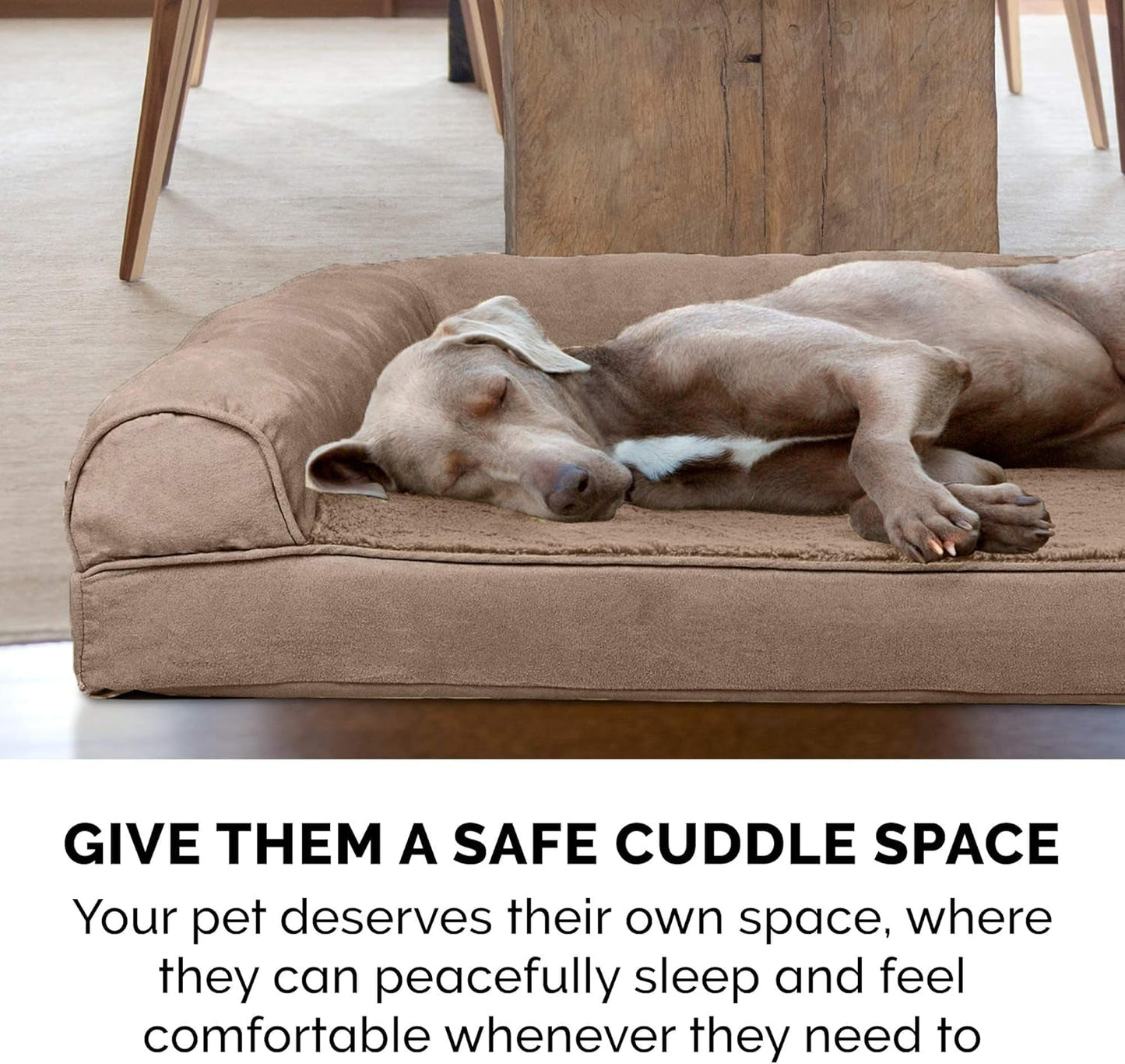 Orthopedic Dog Bed for Large Dogs W/ Removable Bolsters & Washable Cover, for Dogs up to 95 Lbs - Plush & Suede Sofa - Almondine, Jumbo/Xl - pet needs313105435456Orthopedic Dog Bed for Large Dogs W/ Removable Bolsters & Washable Cover, for Dogs up to 95 Lbs - Plush & Suede Sofa - Almondine, Jumbo/XlAlmondine40.0"L X 32.0"W X 8.0"Th40.0"L X 32.0"W X 8.0"Thpet needs