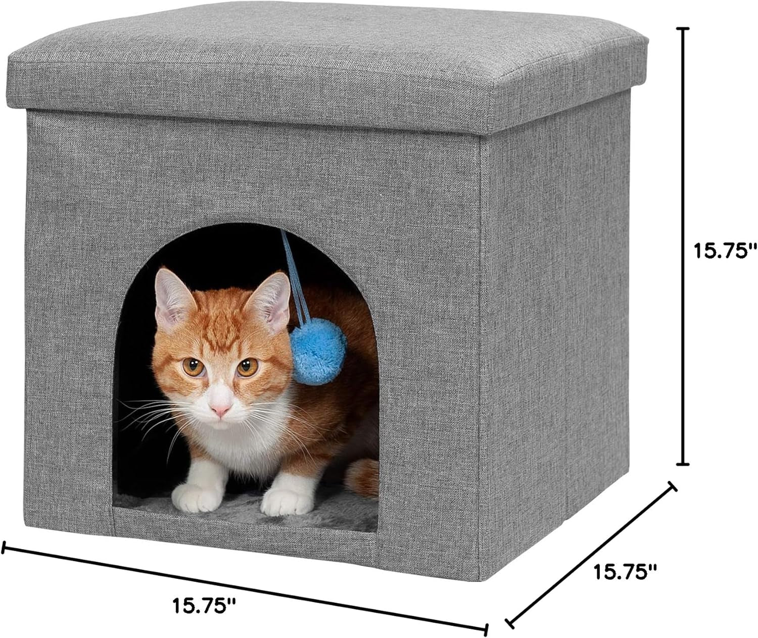 Pet House for Indoor Cats & Small Dogs, Collapsible & Foldable W/ Plush Ball Toy - Living Room Footstool Cat Condo - Stormy Gray, Small - pet needs705353104954Pet House for Indoor Cats & Small Dogs, Collapsible & Foldable W/ Plush Ball Toy - Living Room Footstool Cat Condo - Stormy Gray, Smallpet needs