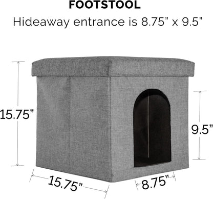 Pet House for Indoor Cats & Small Dogs, Collapsible & Foldable W/ Plush Ball Toy - Living Room Footstool Cat Condo - Stormy Gray, Small - pet needs705353104954Pet House for Indoor Cats & Small Dogs, Collapsible & Foldable W/ Plush Ball Toy - Living Room Footstool Cat Condo - Stormy Gray, Smallpet needs