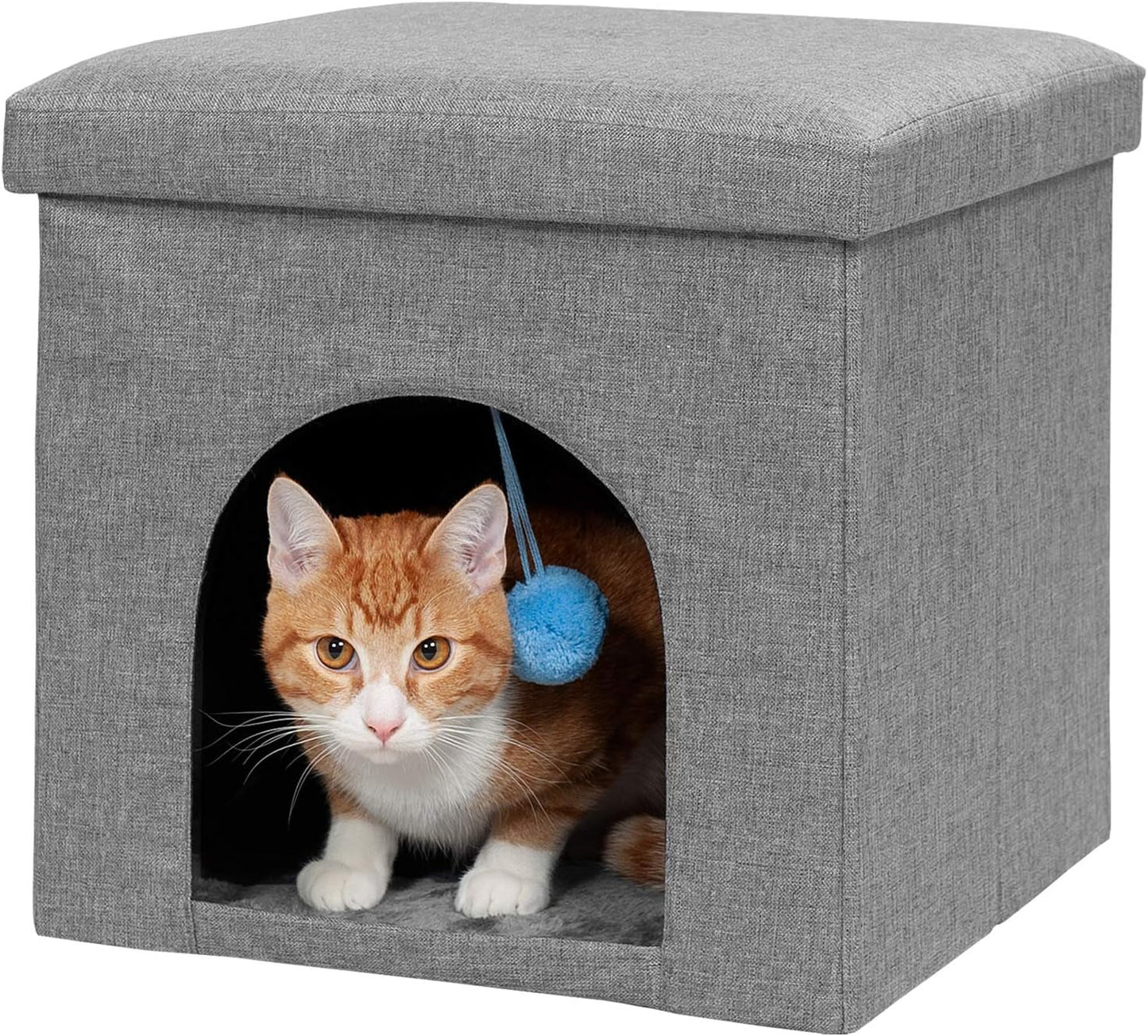 Pet House for Indoor Cats & Small Dogs, Collapsible & Foldable W/ Plush Ball Toy - Living Room Footstool Cat Condo - Stormy Gray, Small - pet needs705353104954Pet House for Indoor Cats & Small Dogs, Collapsible & Foldable W/ Plush Ball Toy - Living Room Footstool Cat Condo - Stormy Gray, Smallpet needs