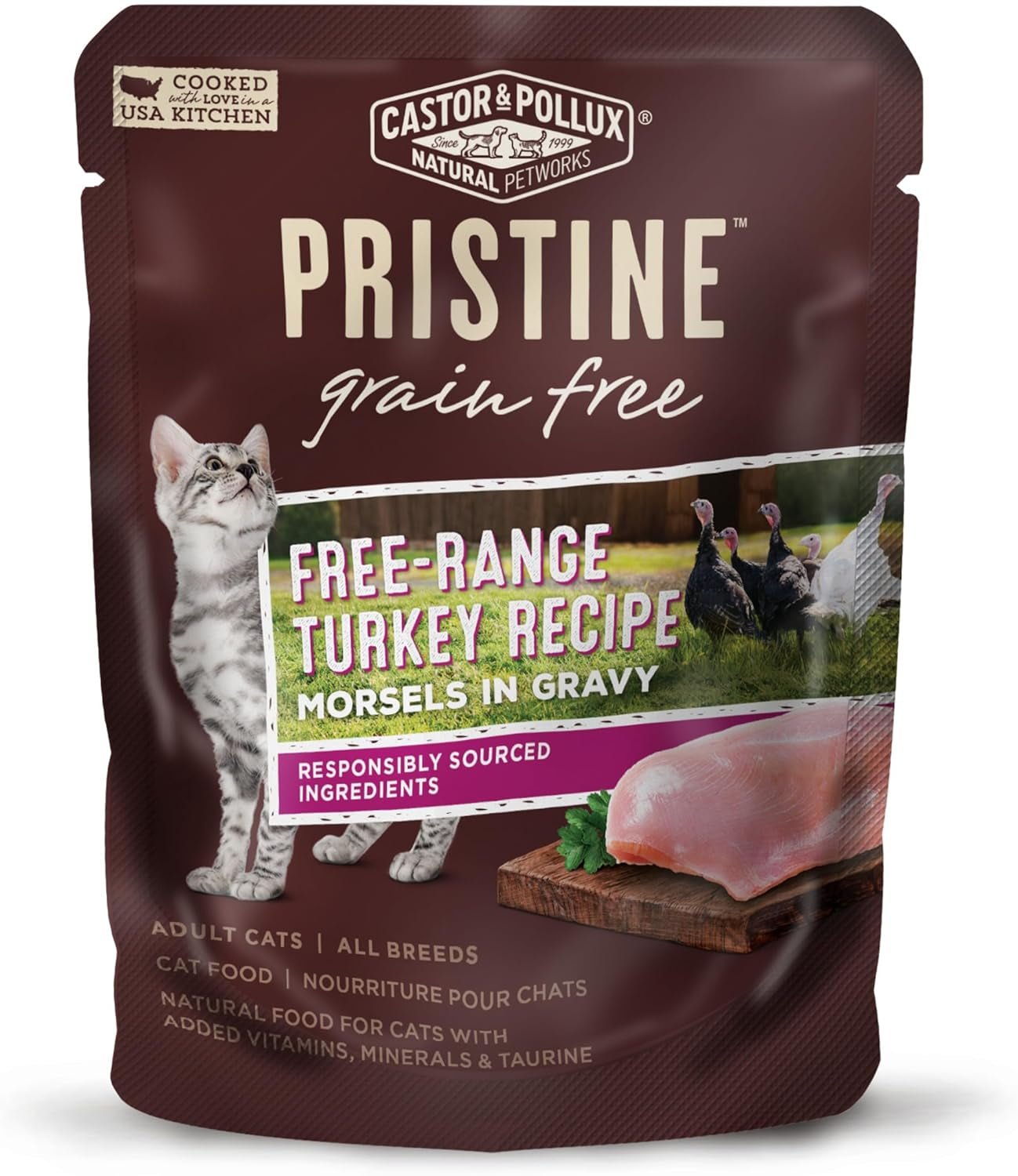 PRISTINE Grain Free Free - Range Turkey Recipe Morsels in Gravy Wet Cat Food - pet needs726084897380PRISTINE Grain Free Free - Range Turkey Recipe Morsels in Gravy Wet Cat Foodpet needs
