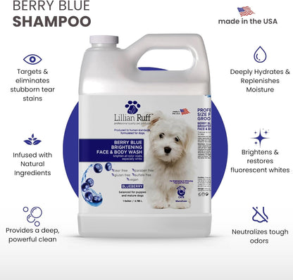 PRO Formula Berry Blue Brightening Pet Shampoo - Ultra - Hydrating Professional Whitening Dog Shampoo, Vivid Show - Quality Coat Enhancer, Tear Stain & Odor Eliminator, Vitamin B5, 128Oz+Pump - pet needs711181441017PRO Formula Berry Blue Brightening Pet Shampoo - Ultra - Hydrating Professional Whitening Dog Shampoo, Vivid Show - Quality Coat Enhancer, Tear Stain & Odor Eliminator, Vitamin B5, 128Oz+PumpBerry Blue Shampoo Gallon/Pumppet needs