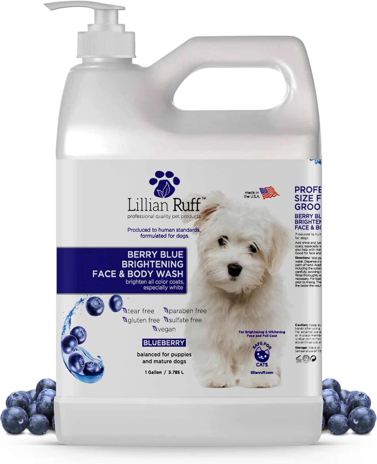 PRO Formula Berry Blue Brightening Pet Shampoo - Ultra - Hydrating Professional Whitening Dog Shampoo, Vivid Show - Quality Coat Enhancer, Tear Stain & Odor Eliminator, Vitamin B5, 128Oz+Pump - pet needs711181441017PRO Formula Berry Blue Brightening Pet Shampoo - Ultra - Hydrating Professional Whitening Dog Shampoo, Vivid Show - Quality Coat Enhancer, Tear Stain & Odor Eliminator, Vitamin B5, 128Oz+PumpBerry Blue Shampoo Gallon/Pumppet needs