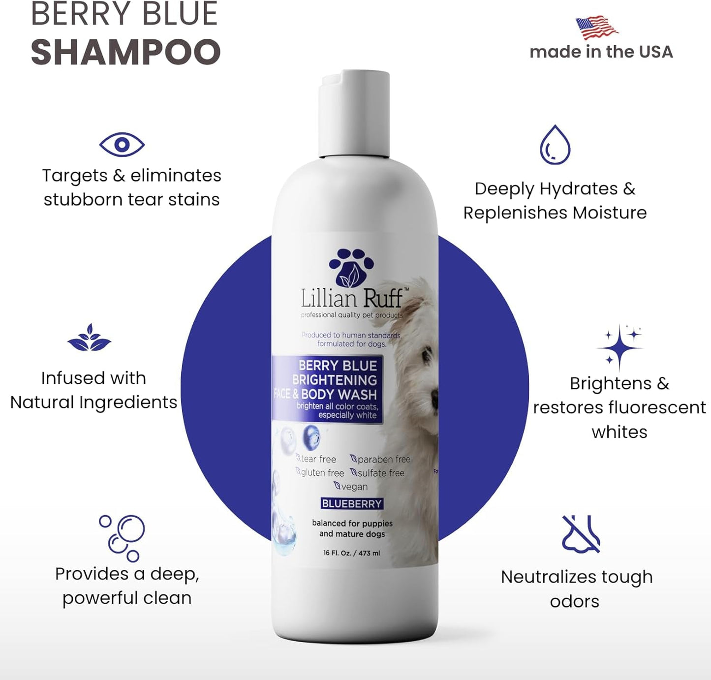 PRO Formula Berry Blue Brightening Pet Shampoo - Ultra - Hydrating Professional Whitening Dog Shampoo, Vivid Show - Quality Coat Enhancer, Tear Stain & Odor Eliminator with Provitamin B5 16Oz - pet needs7445054181160PRO Formula Berry Blue Brightening Pet Shampoo - Ultra - Hydrating Professional Whitening Dog Shampoo, Vivid Show - Quality Coat Enhancer, Tear Stain & Odor Eliminator with Provitamin B5 16OzBerry Blue Shampoo 16Ozpet needs