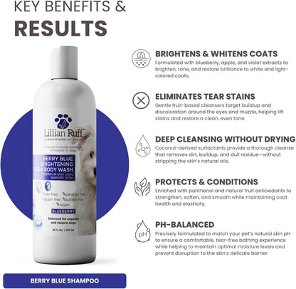 PRO Formula Berry Blue Brightening Pet Shampoo - Ultra - Hydrating Professional Whitening Dog Shampoo, Vivid Show - Quality Coat Enhancer, Tear Stain & Odor Eliminator with Provitamin B5 16Oz - pet needs7445054181160PRO Formula Berry Blue Brightening Pet Shampoo - Ultra - Hydrating Professional Whitening Dog Shampoo, Vivid Show - Quality Coat Enhancer, Tear Stain & Odor Eliminator with Provitamin B5 16OzBerry Blue Shampoo 16Ozpet needs