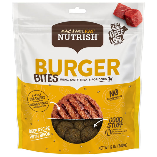Rachael Ray Burger Bites Dog Treats, Beef Burger with Bison Recipe, Grain Free, 12 Oz. - pet needs744110523447Rachael Ray Burger Bites Dog Treats, Beef Burger with Bison Recipe, Grain Free, 12 Oz.Beef11pet needs