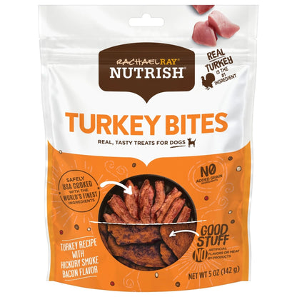 Rachael Ray Turkey Bites Dry Dog Treats, Turkey & Hickory Smoke Bacon Soft Treats, 5 Oz. Pouch - pet needs744110073034Rachael Ray Turkey Bites Dry Dog Treats, Turkey & Hickory Smoke Bacon Soft Treats, 5 Oz. PouchHickory Smoked Baconpet needs