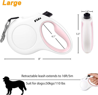 Retractable Dog Leash with Dispenser and Poop Bags, 16 Ft Pet Walking Leash for Large Dog up to 110 Lbs, Anti - Slip Handle, Tangle Free, Reflective Nylon Tape (L, White) - pet needs726084797680Retractable Dog Leash with Dispenser and Poop Bags, 16 Ft Pet Walking Leash for Large Dog up to 110 Lbs, Anti - Slip Handle, Tangle Free, Reflective Nylon Tape (L, White)WhiteLarge, 16FtLarge, 16Ftpet needs