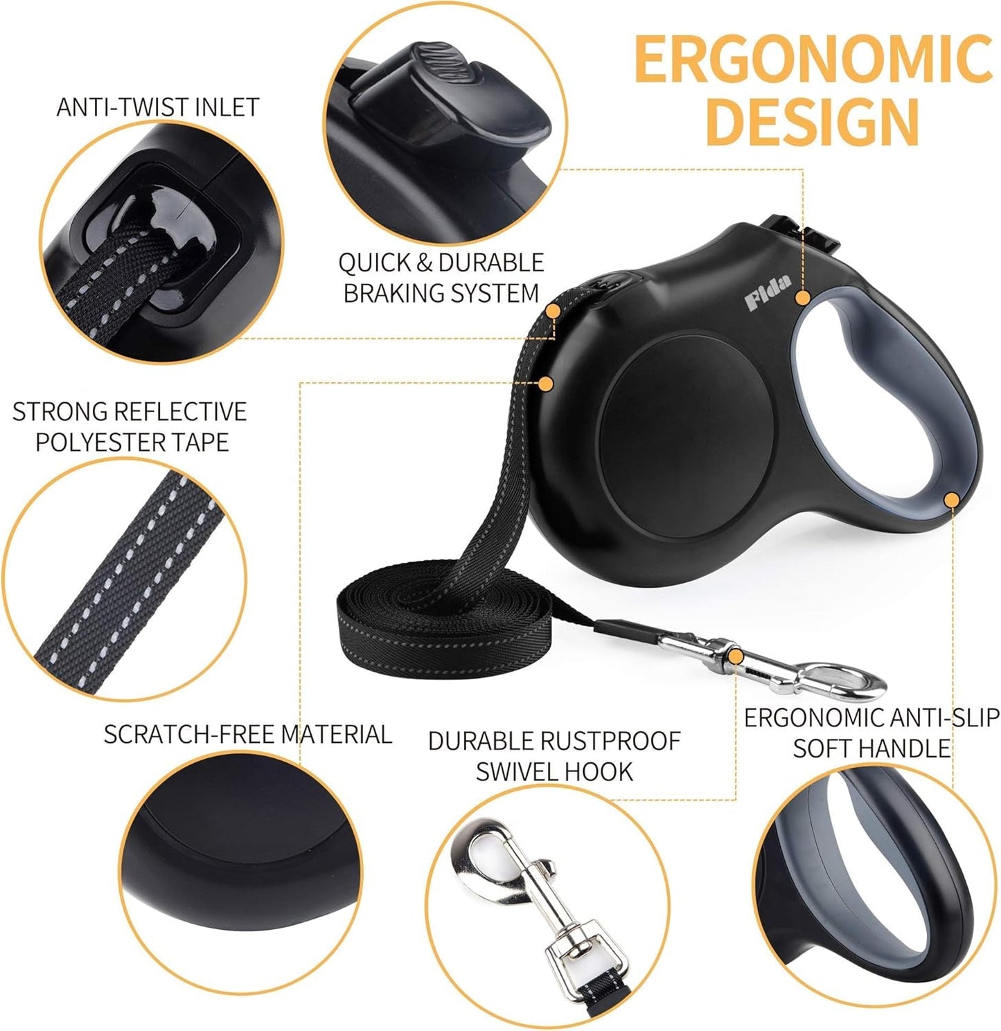 Retractable Dog Leash with Dispenser and Poop Bags, 16 Ft Pet Walking Leash for Medium Dog or Cat up to 44 Lbs, Anti - Slip Handle, Tangle - Free, Reflective Nylon Tape (M, Black) - pet needs7445030839863Retractable Dog Leash with Dispenser and Poop Bags, 16 Ft Pet Walking Leash for Medium Dog or Cat up to 44 Lbs, Anti - Slip Handle, Tangle - Free, Reflective Nylon Tape (M, Black)BlackMedium, 16FtMedium, 16Ftpet needs