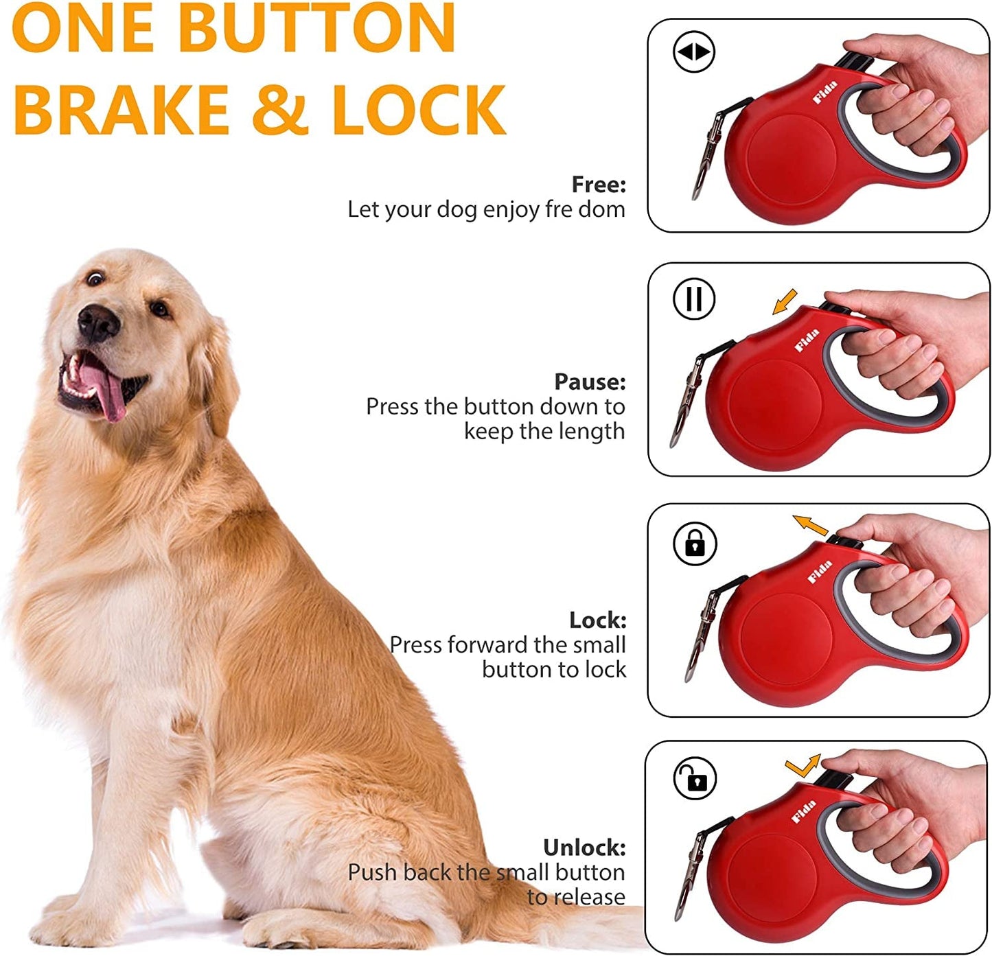 Retractable Dog Leash with Dispenser and Poop Bags, 16 Ft Pet Walking Leash for Medium Dog or Cat up to 44 Lbs, Anti - Slip Handle, Tangle Free, Reflective Nylon Tape (M, Red) - pet needs7445001555587Retractable Dog Leash with Dispenser and Poop Bags, 16 Ft Pet Walking Leash for Medium Dog or Cat up to 44 Lbs, Anti - Slip Handle, Tangle Free, Reflective Nylon Tape (M, Red)RedMedium, 16FtMedium, 16Ftpet needs