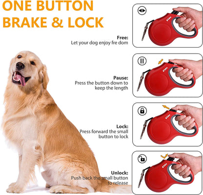 Retractable Dog Leash with Dispenser and Poop Bags, 16 Ft Pet Walking Leash for Medium Dog or Cat up to 44 Lbs, Anti - Slip Handle, Tangle Free, Reflective Nylon Tape (M, Red) - pet needs7445001555587Retractable Dog Leash with Dispenser and Poop Bags, 16 Ft Pet Walking Leash for Medium Dog or Cat up to 44 Lbs, Anti - Slip Handle, Tangle Free, Reflective Nylon Tape (M, Red)RedMedium, 16FtMedium, 16Ftpet needs