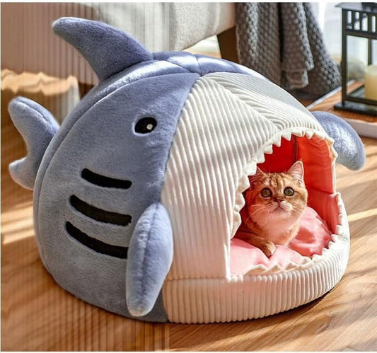 Shark Shape Cat Cave Bed Thick Cushion Kitten Soft Warm House Indoor Cats Cute Tent Removable Washable Cushioned Pillow anti Slip Bottom Hut Sleeping - pet needs7445020637677Shark Shape Cat Cave Bed Thick Cushion Kitten Soft Warm House Indoor Cats Cute Tent Removable Washable Cushioned Pillow anti Slip Bottom Hut SleepingBlue19.68" X 19.68" X 14.17"19.68" X 19.68" X 14.17"pet needs