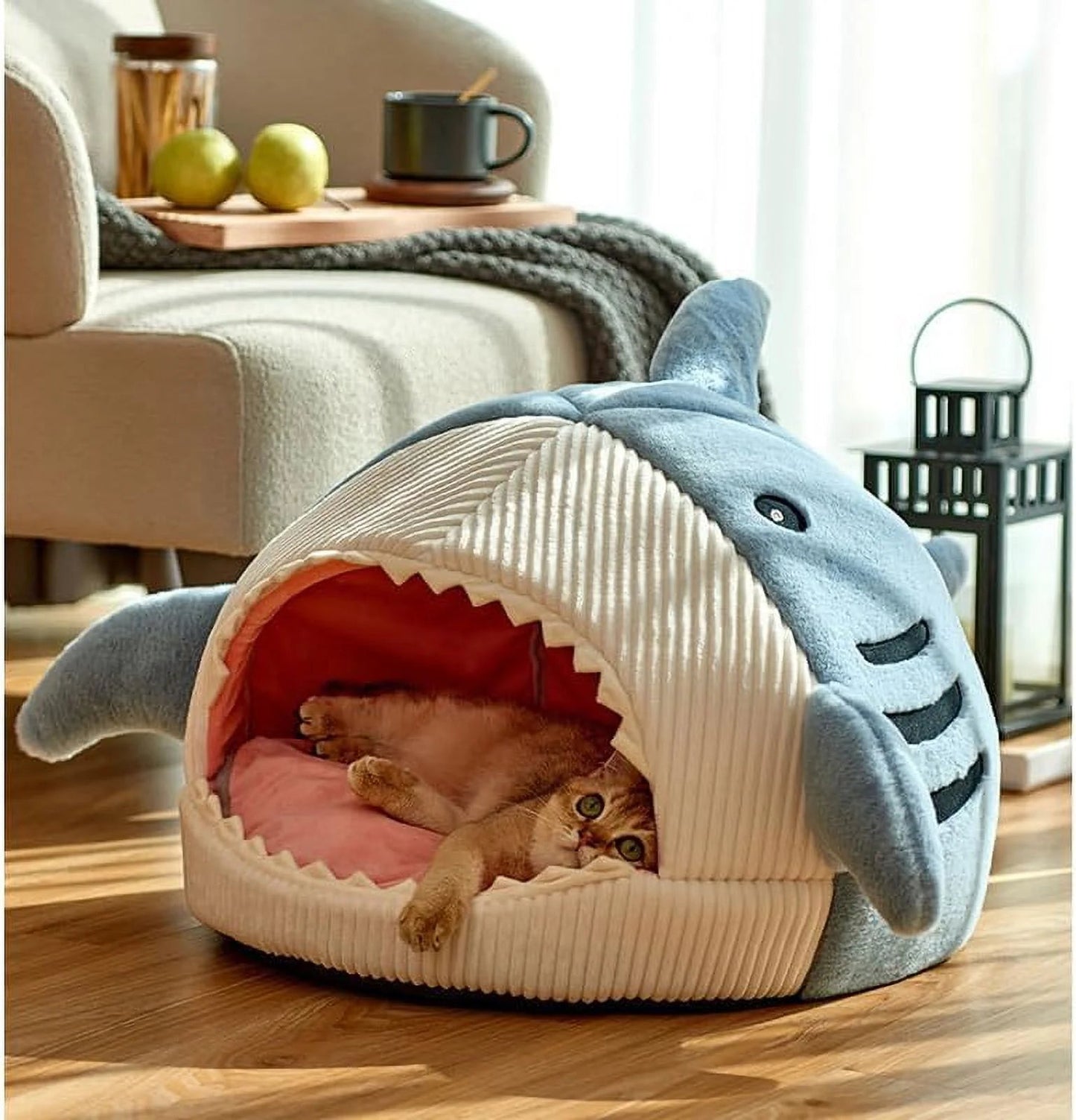 Shark Shape Cat Cave Bed Thick Cushion Kitten Soft Warm House Indoor Cats Cute Tent Removable Washable Cushioned Pillow anti Slip Bottom Hut Sleeping - pet needs7445020637677Shark Shape Cat Cave Bed Thick Cushion Kitten Soft Warm House Indoor Cats Cute Tent Removable Washable Cushioned Pillow anti Slip Bottom Hut SleepingBlue19.68" X 19.68" X 14.17"19.68" X 19.68" X 14.17"pet needs
