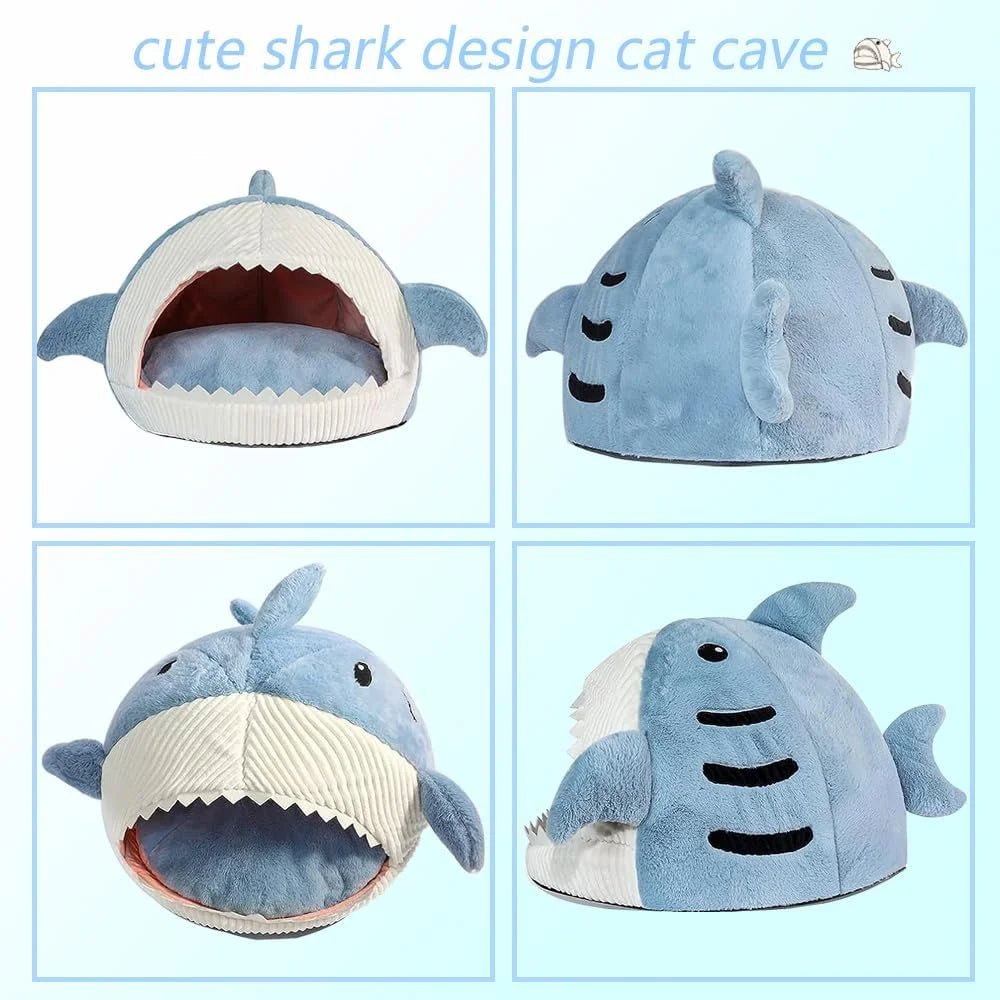 Shark Shape Cat Cave Bed Thick Cushion Kitten Soft Warm House Indoor Cats Cute Tent Removable Washable Cushioned Pillow anti Slip Bottom Hut Sleeping - pet needs7445020637677Shark Shape Cat Cave Bed Thick Cushion Kitten Soft Warm House Indoor Cats Cute Tent Removable Washable Cushioned Pillow anti Slip Bottom Hut SleepingBlue19.68" X 19.68" X 14.17"19.68" X 19.68" X 14.17"pet needs