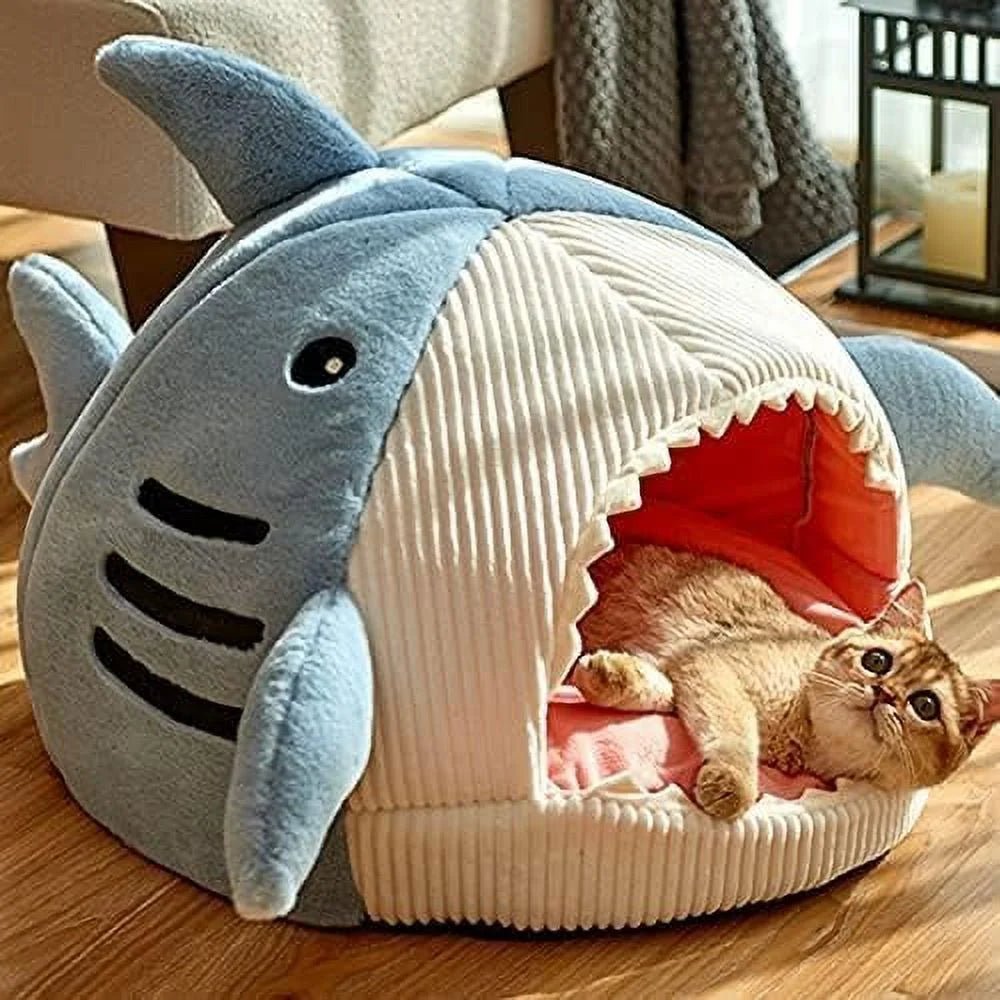 Shark Shape Cat Cave Bed Thick Cushion Kitten Soft Warm House Indoor Cats Cute Tent Removable Washable Cushioned Pillow anti Slip Bottom Hut Sleeping - pet needs7445020637677Shark Shape Cat Cave Bed Thick Cushion Kitten Soft Warm House Indoor Cats Cute Tent Removable Washable Cushioned Pillow anti Slip Bottom Hut SleepingBlue19.68" X 19.68" X 14.17"19.68" X 19.68" X 14.17"pet needs