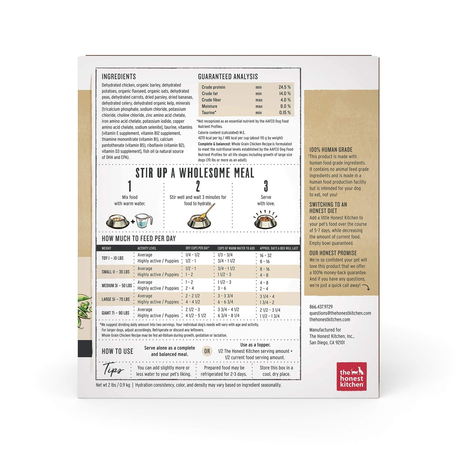 The Honest Kitchen Whole Grain Dog Food Human Grade Chicken 2 Lb Makes 8 Lbs - pet needs744110231908The Honest Kitchen Whole Grain Dog Food Human Grade Chicken 2 Lb Makes 8 Lbspet needs