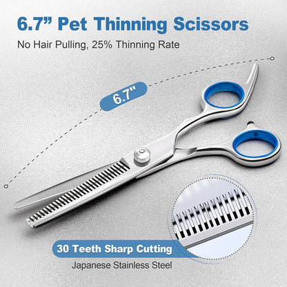 Titanium Coated Professional 6 in 1 4CR Stainless Steel Dog Grooming Scissors with Safety round Tip, Heavy Duty Pet Grooming Scissor for Dogs, Cats and Other Animals - pet needs744759724557Titanium Coated Professional 6 in 1 4CR Stainless Steel Dog Grooming Scissors with Safety round Tip, Heavy Duty Pet Grooming Scissor for Dogs, Cats and Other AnimalsProfessional Blue 6 In 1pet needs