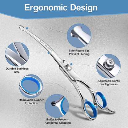 Titanium Coated Professional 6 in 1 4CR Stainless Steel Dog Grooming Scissors with Safety round Tip, Heavy Duty Pet Grooming Scissor for Dogs, Cats and Other Animals - pet needs744759724557Titanium Coated Professional 6 in 1 4CR Stainless Steel Dog Grooming Scissors with Safety round Tip, Heavy Duty Pet Grooming Scissor for Dogs, Cats and Other AnimalsProfessional Blue 6 In 1pet needs